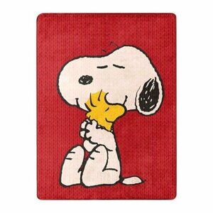 New Red Snoopy & Woodstock Hug Fleece Throw Gift Blanket Peanuts Cartoon 46x60